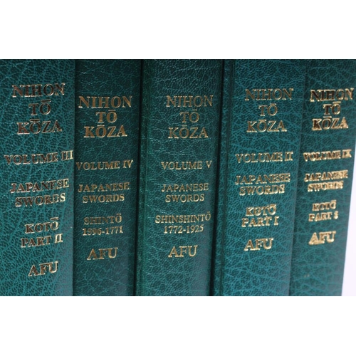 511 - FIVE VOLUMES NIHON TO KOZA, AFU, Japanese Swords, all bound in green (Est. plus 24% premium inc. VAT... 