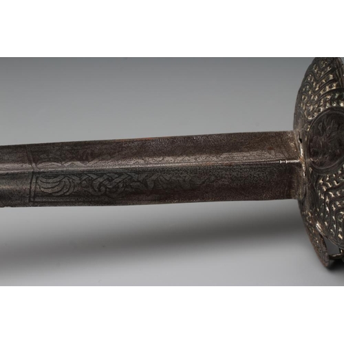 527 - AN ENGLISH SMALL SWORD, c.1730, the 29 1/2