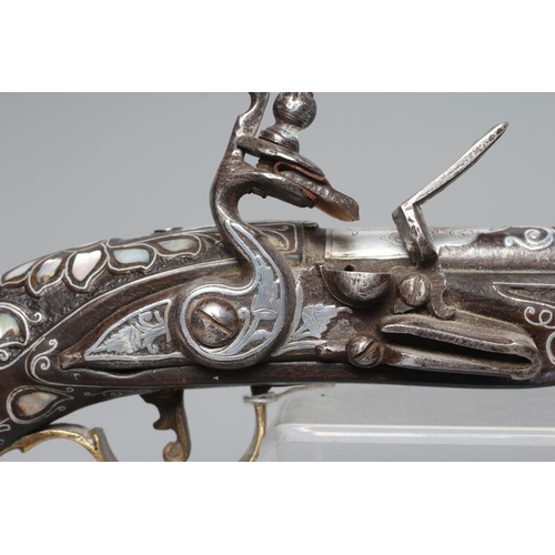 545 - A TURKISH FLINTLOCK HOLSTER PISTOL, 19th century, the 13 3/4