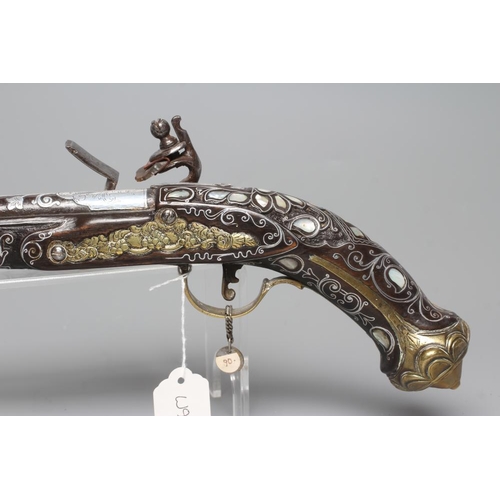 545 - A TURKISH FLINTLOCK HOLSTER PISTOL, 19th century, the 13 3/4