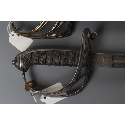 550 - TWO BRITISH OFFICER'S SWORDS, comprising an 1845 pattern bearing plaque 