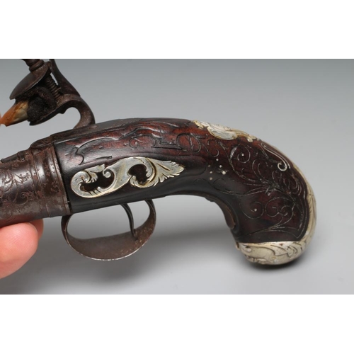 568 - A RARE FLINTLOCK PISTOL by Delany, London, the 3 1/4