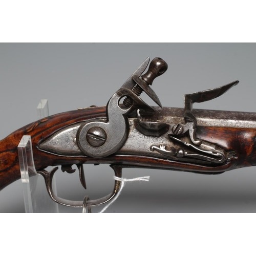 578 - A FLINTLOCK HOLSTER PISTOL with 12 5/8