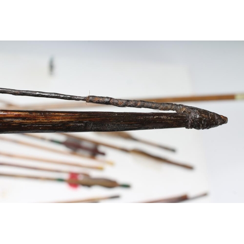 589 - A COLLECTION OF TRIBAL ARCHERY ARTIFACTS, comprising a Papua New Guinea bow, an Amazonian Piraha arr... 