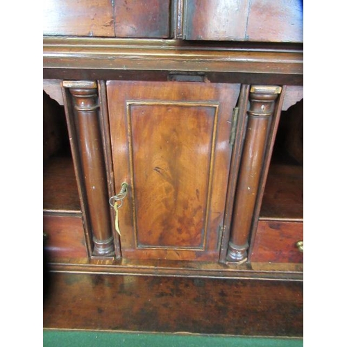 857 - A GEORGIAN MAHOGANY BUREAU BOOKCASE, third quarter 18th century, the moulded cornice with broken ped... 