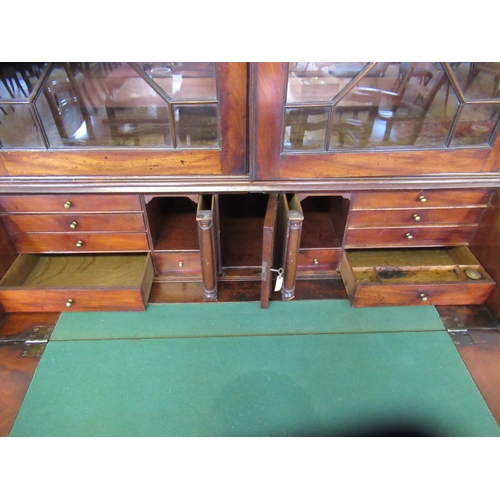 857 - A GEORGIAN MAHOGANY BUREAU BOOKCASE, third quarter 18th century, the moulded cornice with broken ped... 