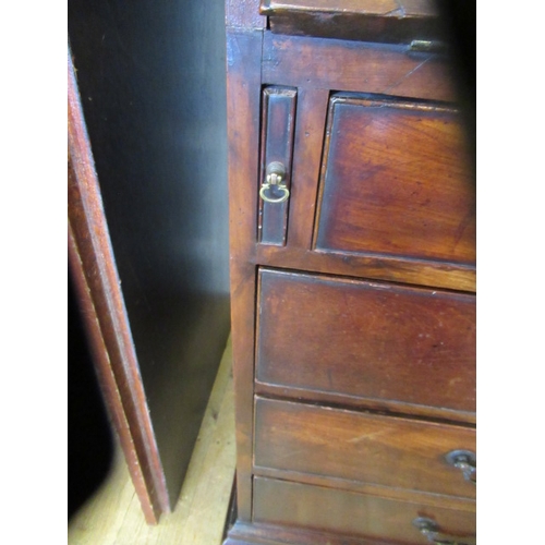 857 - A GEORGIAN MAHOGANY BUREAU BOOKCASE, third quarter 18th century, the moulded cornice with broken ped... 