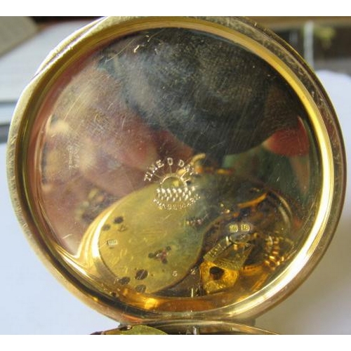 153 - A LATE VICTORIAN 18CT GOLD MINUTE REPEATER HUNTER TOP WIND POCKET WATCH, the white dial with black R... 