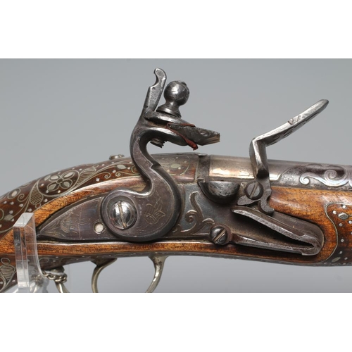 504 - A TURKISH FLINTLOCK HOLSTER PISTOL, 19th century, with 13 1/2