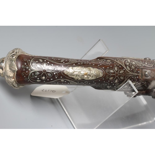 504 - A TURKISH FLINTLOCK HOLSTER PISTOL, 19th century, with 13 1/2