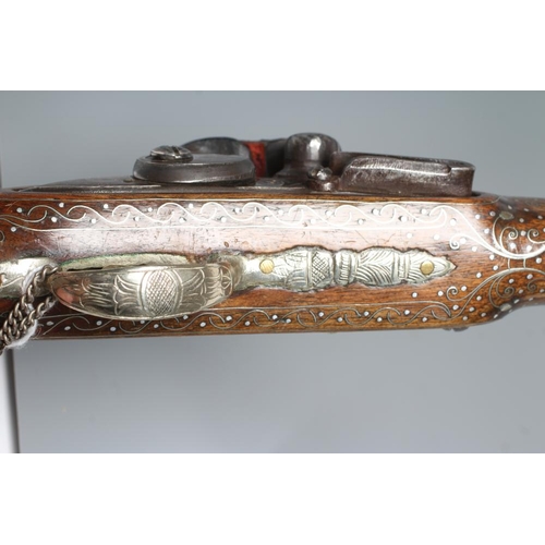 504 - A TURKISH FLINTLOCK HOLSTER PISTOL, 19th century, with 13 1/2