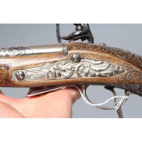 504 - A TURKISH FLINTLOCK HOLSTER PISTOL, 19th century, with 13 1/2