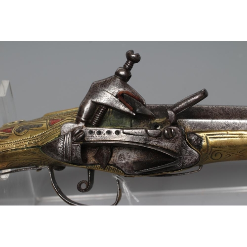 510 - A TURKISH FLINTLOCK PISTOL, early 19th century, with 13 1/8