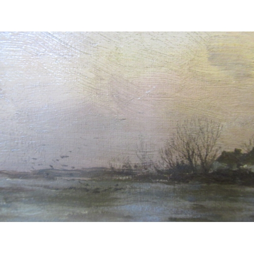 670 - ATTRIBUTED TO LOUIS APOL (Dutch 1850-1936) Winter Snowscene at Dusk, oil on canvas, indistinctly sig... 