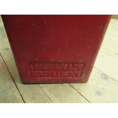 755 - AN EDWARD VII RED CAST IRON POSTAL BOX, lamp post type, of domed oblong form inscribed 