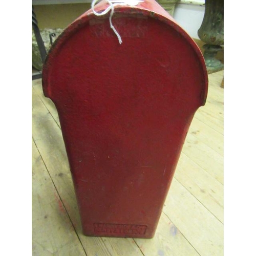 755 - AN EDWARD VII RED CAST IRON POSTAL BOX, lamp post type, of domed oblong form inscribed 