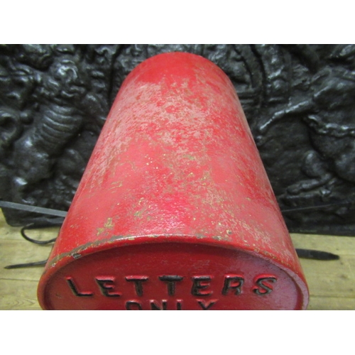 755 - AN EDWARD VII RED CAST IRON POSTAL BOX, lamp post type, of domed oblong form inscribed 