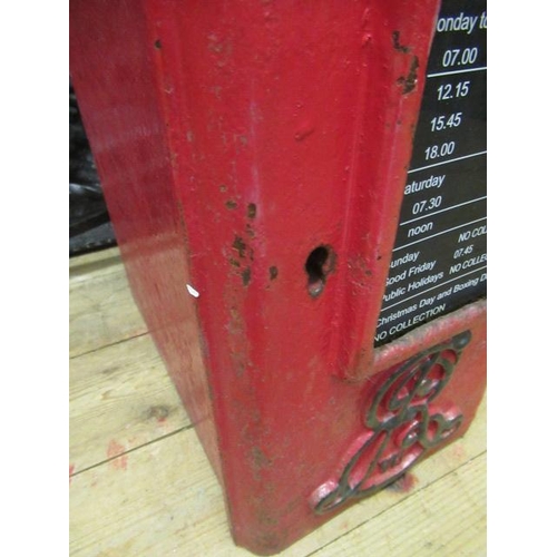 755 - AN EDWARD VII RED CAST IRON POSTAL BOX, lamp post type, of domed oblong form inscribed 