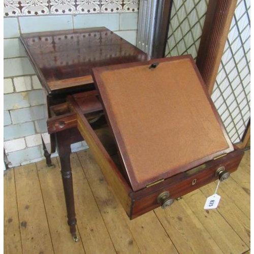 825 - A LADY'S REGENCY MAHOGANY DROP LEAF SMALL WRITING TABLE, early 19th century, the rounded oblong top ... 