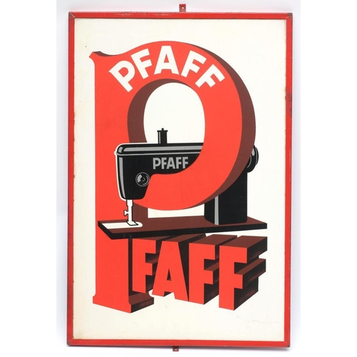 1031 - A card printed metal frame PFAFF Sewing Machine sign, 20