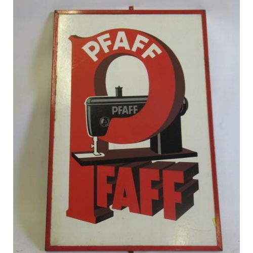 1031 - A card printed metal frame PFAFF Sewing Machine sign, 20