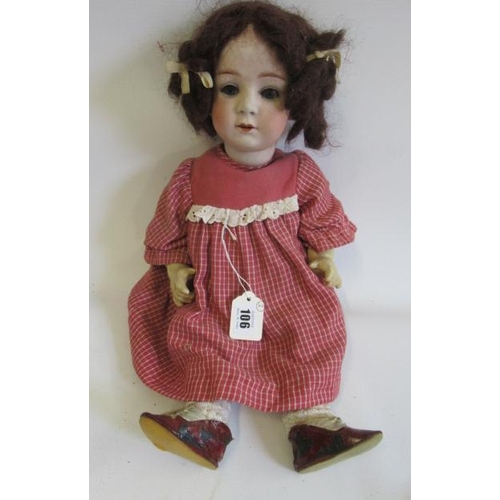 106 - Three restored bisque socket head dolls, comprising an 18 1/2