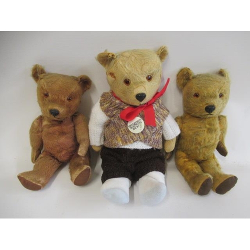 187 - Three vintage teddy bears, comprising one 13 1/2