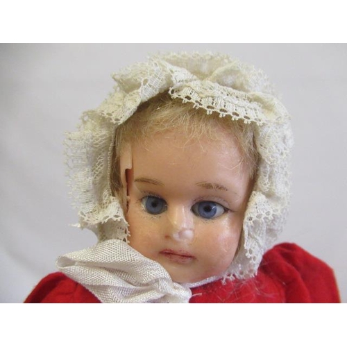 3 - Two Victorian wax shoulder head dolls, one 18 1/2