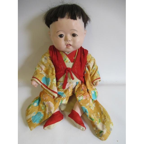 40 - Five Japanese dolls, all with composition heads, fixed eyes and national dress (Est. plus 24% premiu... 