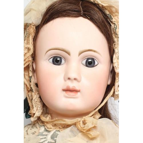 41 - A Jules Nicholas Steiner bisque socket head doll, with blue paperweight fixed glass eyes, closed mou... 