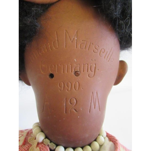 44 - An Armand Marseille character doll, with brown glass sleeping eyes, open mouth, two top teeth, bent ... 