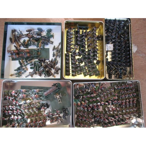 471 - A large quantity of 30mm Napoleonic war gaming figures, all items painted, some assembled in rows, G... 