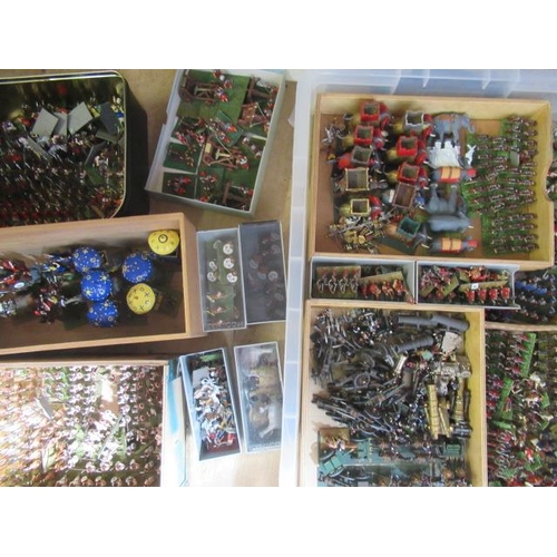 473 - A large quantity of 30mm war game ancient tribes and Roman soldiers, all items painted, some arrange... 