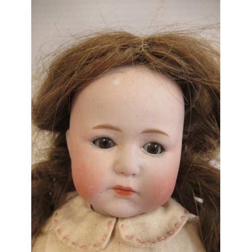 65 - A rare Gebruder Heubach bisque socket head doll, with brown glass sleeping eyes, closed mouth, wood ... 