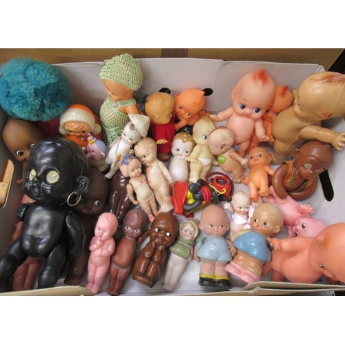 74 - Two boxes of vintage dolls, including one box of mainly Kewpie toys, and another containing a mixtur... 