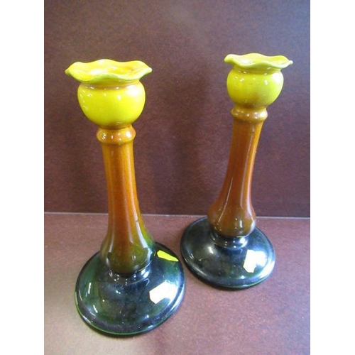 122 - PAIR OF BRETBY CANDLESTICKS