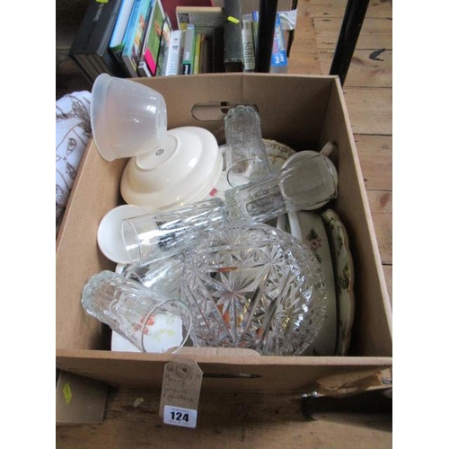 124 - BOX OF CERAMICS AND GLASS