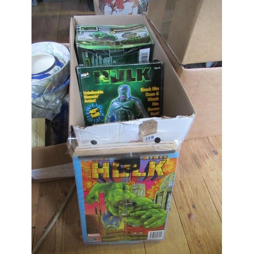 129 - BOX OF HULK TOYS