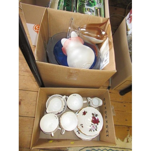 130 - TWO BOXES OF CERAMICS AND GLASS INCLUDING COLCLOUGH