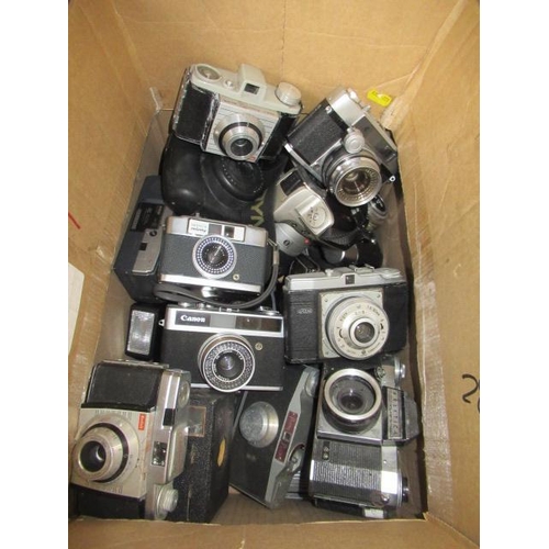 132 - BOX OF VINTAGE CAMERAS