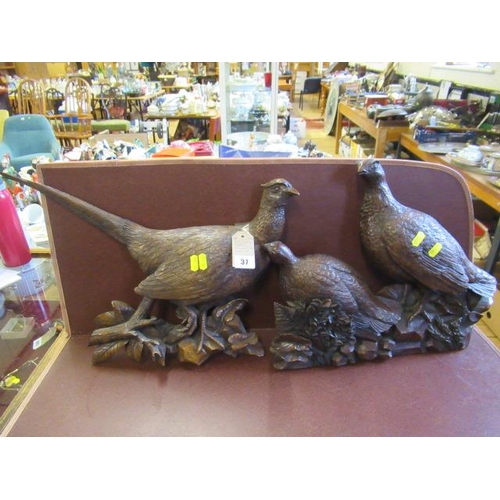 37 - CARVED WALL HANGING PHEASANT AND GROUSE