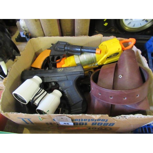 46 - BOX OF TOY GUNS AND CARS ETC