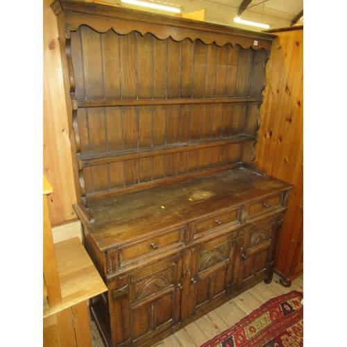 935 - TITCHMARSH AND GOODWIN STYLE CARVED OAK DRESSER