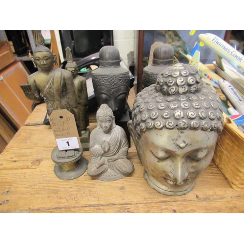 1 - QUANTITY OF BUDDHIST METAL AND WOODEN ITEMS