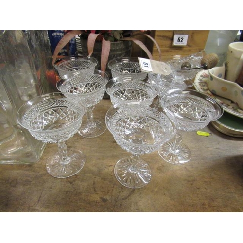 61 - NINE CHAMPAGNE GLASSES ETC