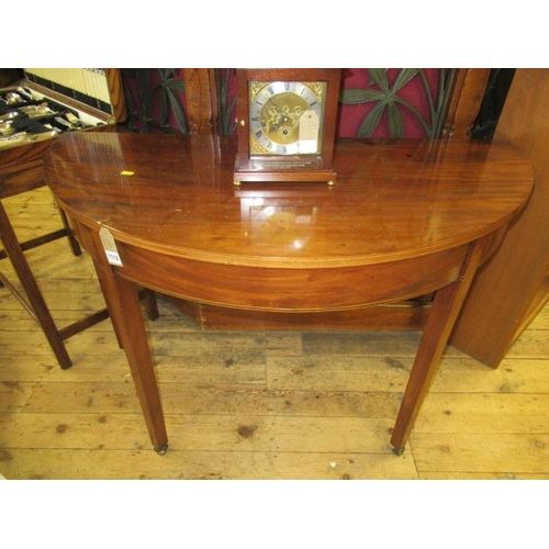 1112 - INLAID MAHOGANY DEMI LUNE HALL TABLE