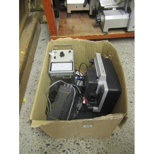 518 - BOX OF ELECTRICIANS PARTS AND PROJECTOR ETC