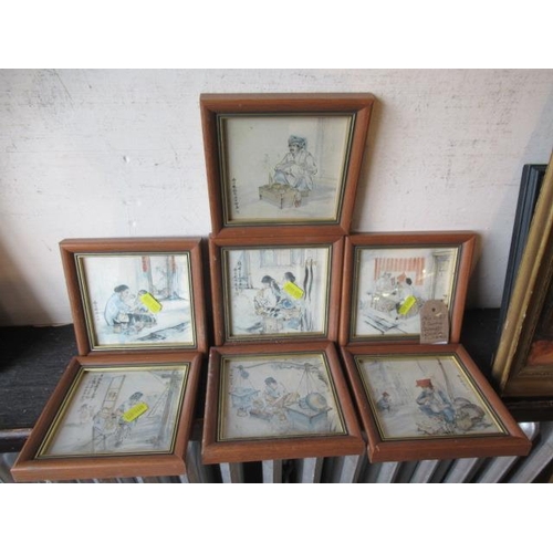 818 - SEVEN SMALL FRAMED ORIENTAL PICTURES