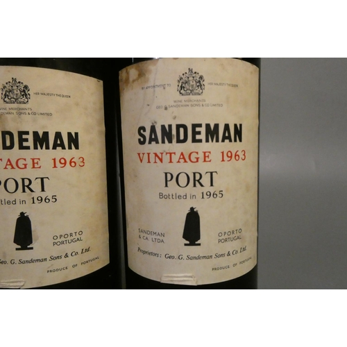 105 - 2 bottles Sandeman 1963 vintage port (Est. plus 24% premium inc. VAT)