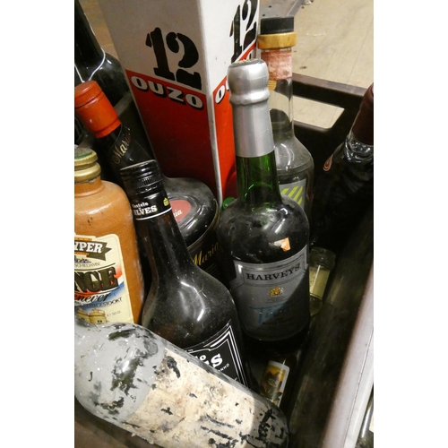 11 - Two boxes of mixed alcohol and spirits, including Tia Maria, Harveys Tico Sherry, Sonnema vodka and ... 